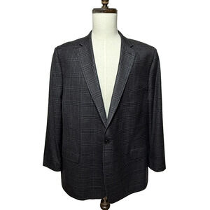 Ralph Lauren Blazer Mens 50R Gray Plaid Silk Wool 2 Button Sports Coat Jacket